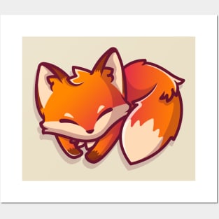 Cute Fox Sleeping Posters and Art